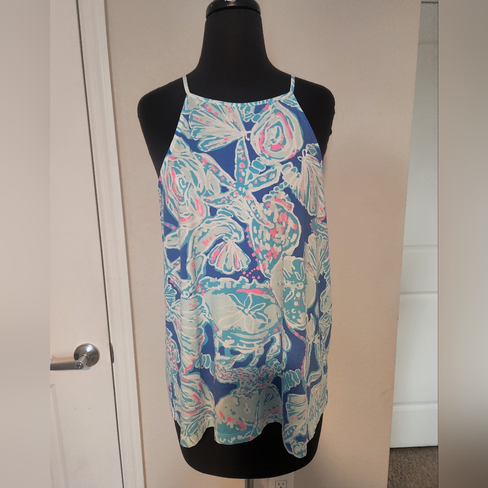 Lilly Pulitzer Blue and Pink Floral Top